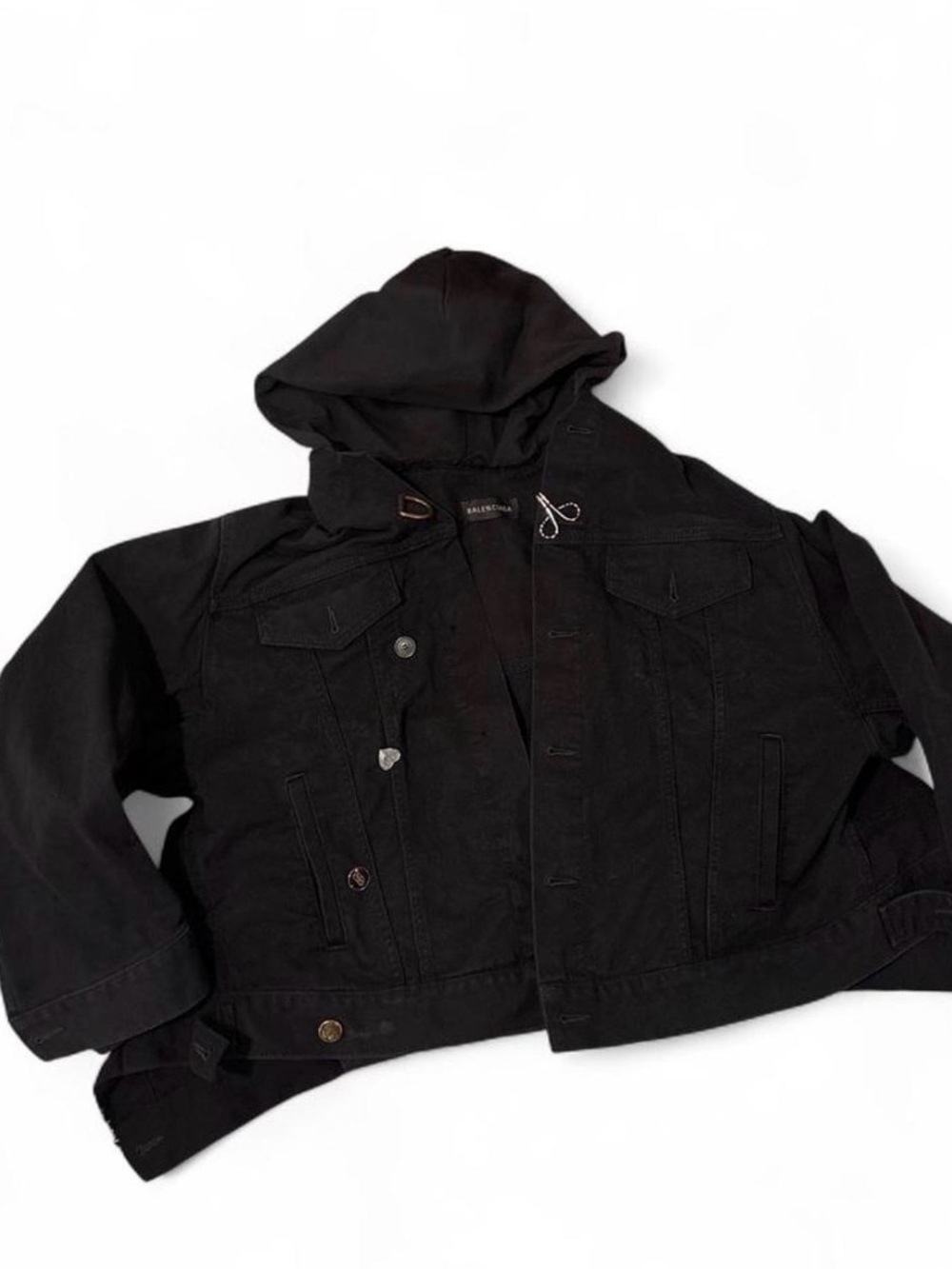 Balenciaga DIY Genio Ractive Mixed
Media Hooded Trucker Women’s Jacket